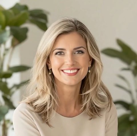 My avatar: an AI-generated image of a smiling woman
